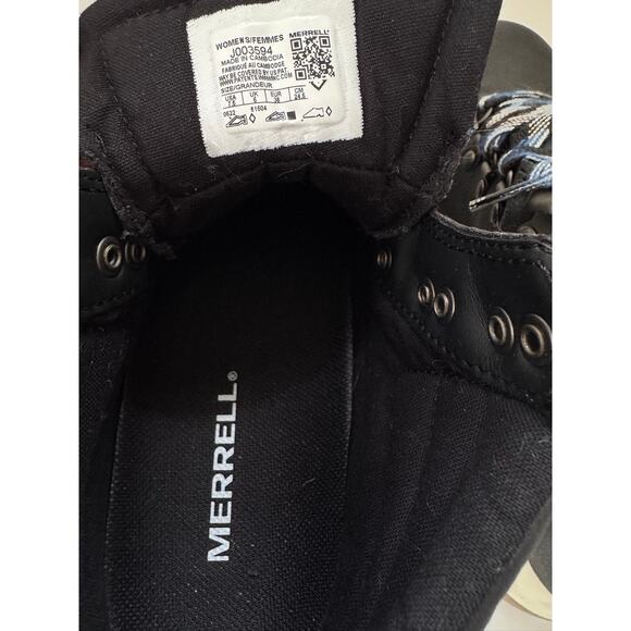 MERRELL 7.5 Black Waterproof Leather Hiking Boots - Picture 11 of 11